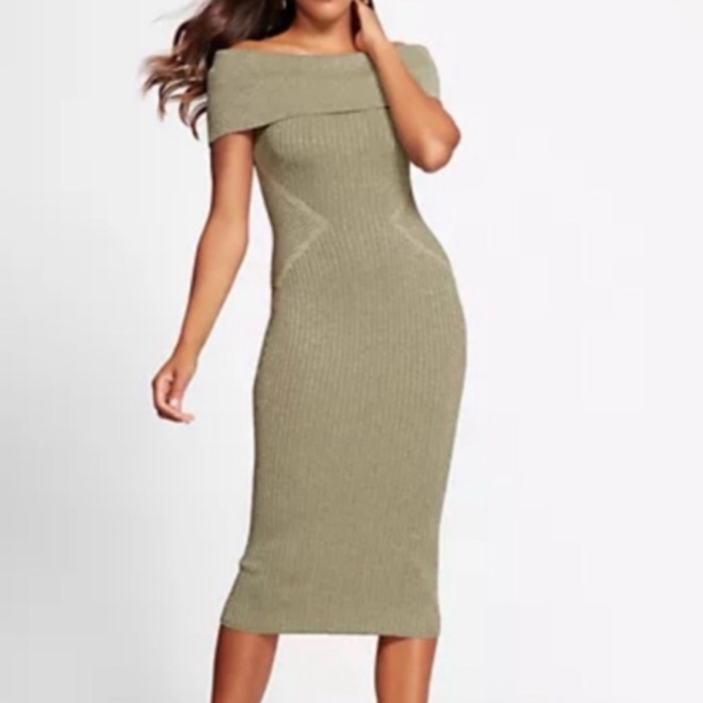Gabrielle Union Off The Shoulder Metallic Sweater Dress‎